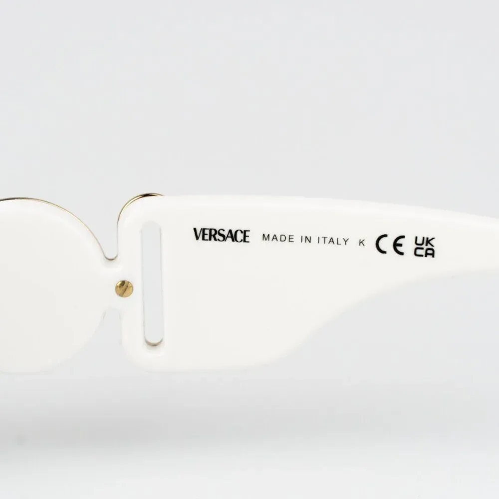 NEW Versace VE4361 401/87 Medusa Biggie White Grey Rectangle Unisex Sunglasses